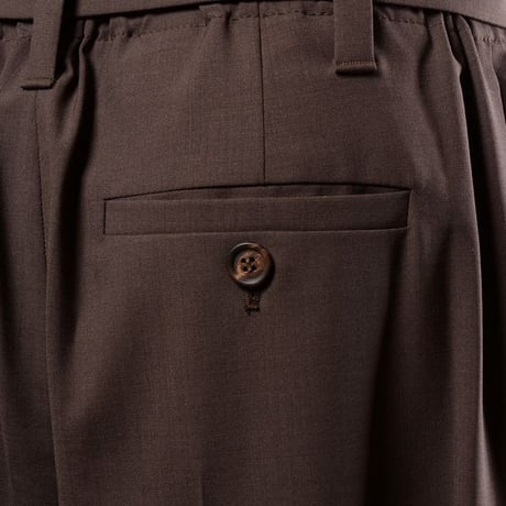 ブルネロクチネリ Brunello Cucinelli ベルト付きタックパンツ トロピカルウール ブラウン