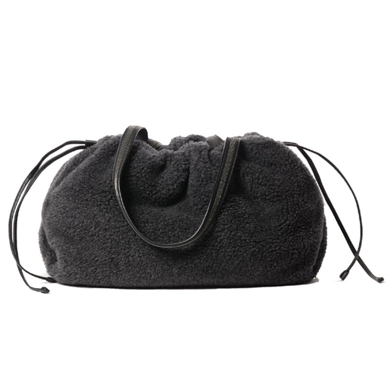 【良品】ブルネロクチネリ　巾着ハンドバッグ　ニット生地　スパンコール装飾　トート ブルネロクチネリ Brunello Cucinelli 巾着バッグ ムートン
