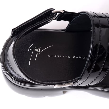 ジュゼッペザノッティ GIUSEPPE ZANOTTI 上げ底サンダル エナメルレザー ブラック