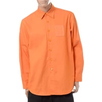 ラフシモンズ RAF SIMONS Straight fit denim shirt with leather patch コットンポリエステル オレンジ