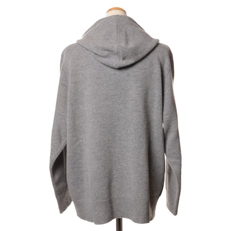 エルマノシェルビーノ ermanno scervino ロゴ入りニットパーカー ハイゲージウール ライトグレー