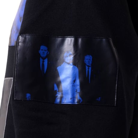 RAF SIMONS ラフシモンズ パッチピクチャープリントフーデットパーカー コットン ブラック