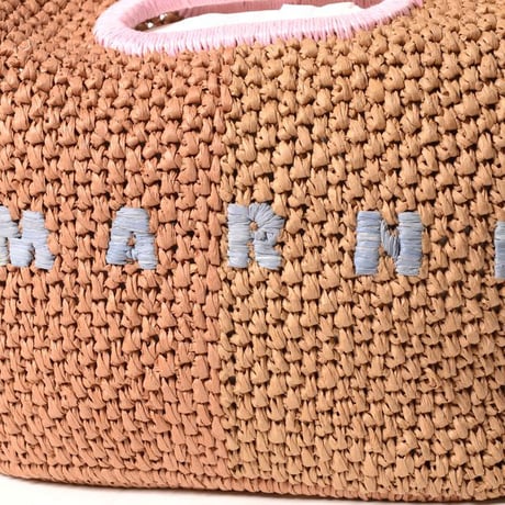 マルニ Marni Seasideショルダーベルト付きクラッチバッグ ラフィア ブラウンピンクなど 正規取扱