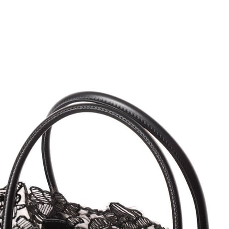 エルマノシェルビーノ ermanno scervino 総レーストートバッグ レーヨンなど ブラックレース
