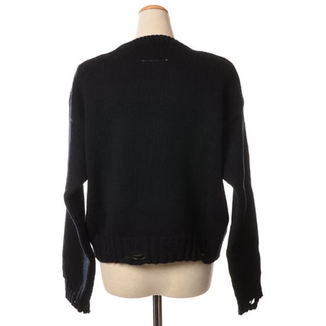エムエムシックス メゾンマルジェラ MM6 MAISON MARGIELA ショート丈ロゴジャガードセーター ウール ブラック