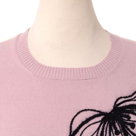 ロシャス ROCHAS 花モチーフ長袖セーター ウールカシミア ピンク