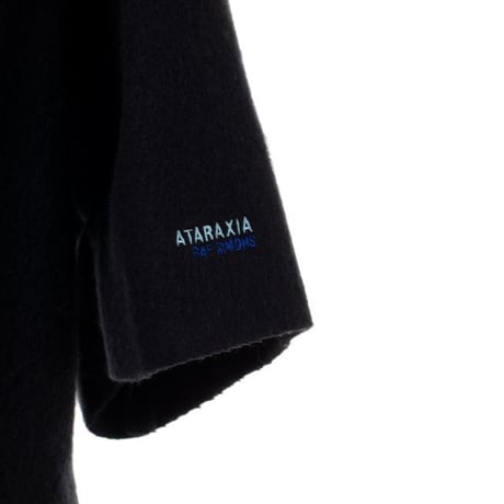 ラフシモンズ RAF SIMONS 半袖ワイドＡライントップス 圧縮ウール ブラック