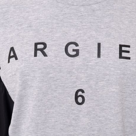 エムエムシックス メゾンマルジェラ MM6 MAISON MARGIELA ロゴ入りバイカラーカットソー コットンなど グレーブラック