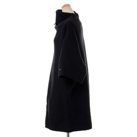 ラフシモンズ RAF SIMONS 半袖ワイドＡライントップス 圧縮ウール ブラック