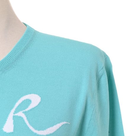 ロシャス ROCHAS Rロゴインターシャカーディガン レーヨンなど ミディアムグリーン