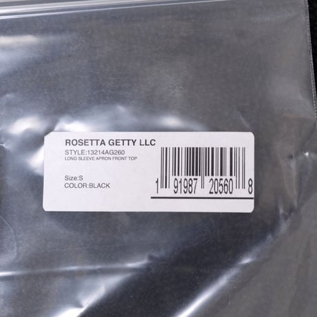 ロゼッタゲッティ ROSETTA GETTY 長袖エプロンカットソー コットンジャージー ブラック