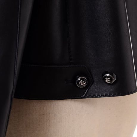 エルマノシェルビーノ ermanno scervino 開襟ジャケット エコレザー ブラック