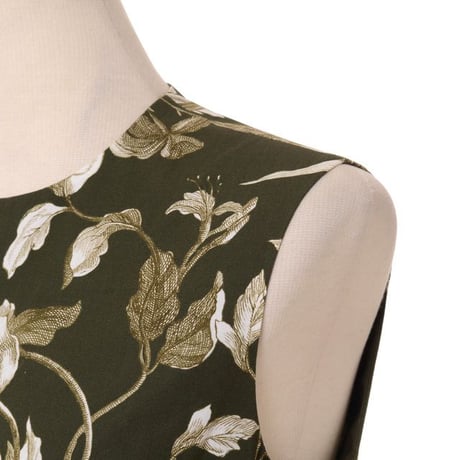 アーデム ERDEM ノースリーブドレス コットン カーキプリント