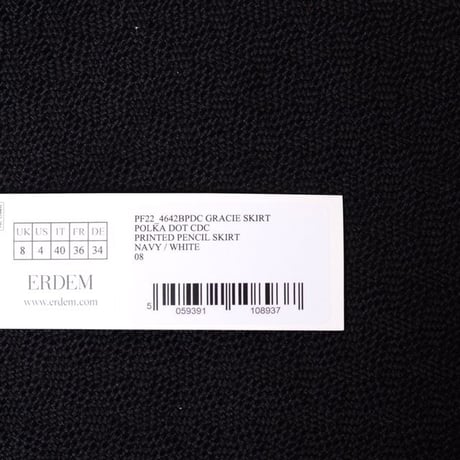 アーデム ERDEM マーメイドラインスカート シルク ネイビーホワイトドッド