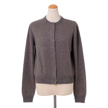 ブルネロクチネリ Brunello Cucinelli 丸襟カーディガン カシミアシルク ブラウングレー