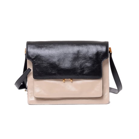 マルニ Marni トランクソフトバッグラージ 牛革 ブラックライトキャメル