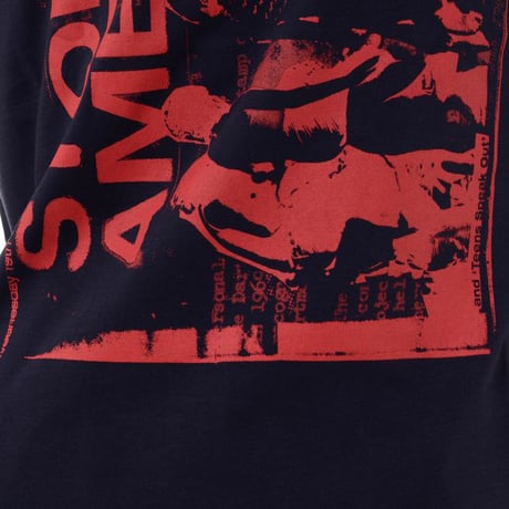 RAF SIMONS ラフシモンズ STONED AMERICA スリムフィットTシャツ コットン ダークネイビー
