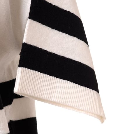 ソニアリキエル SONIA RYKIEL 半袖ロゴボーダーセーター コットンカシミア ホワイトブラック