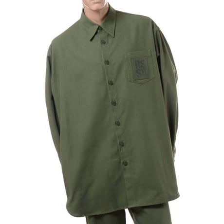 ラフシモンズ RAF SIMONS Oversized denim shirt with R 