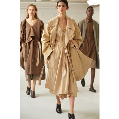 ルメール LEMAIRE トレンチ風ドレス コットンリネン ベージュ