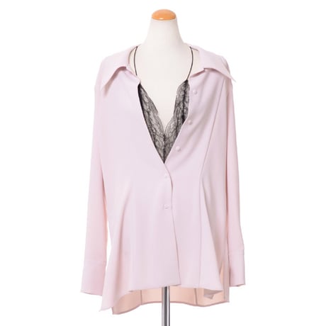 メゾン マルジェラ Maison Margiela レース付ブラウス ストレッチジャージー ピンクベージュ