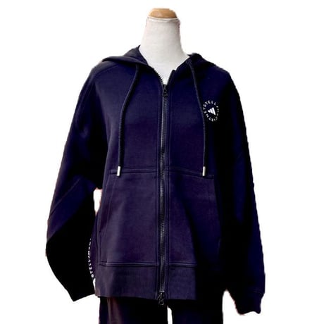 ステラマッカートニー stella mccartney アディダス adidas ロゴ入りフードジャケット コットン混合 ブラック 正規取扱