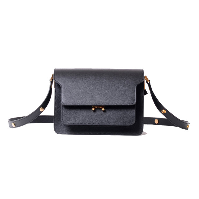 今季タグ付レザー製TrunkミディアムバッグブラックサフィアーノMarniマルニ マルニ Marni TRUNKバッグ サフィアーノレザー ブラック | YOKOAUNTY