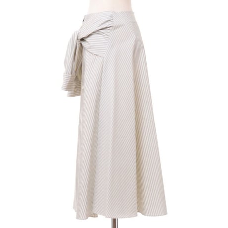 エムエムシックス メゾンマルジェラ MM6 MAISON MARGIELA フレアースカート コットン エクリュブルーストライプ