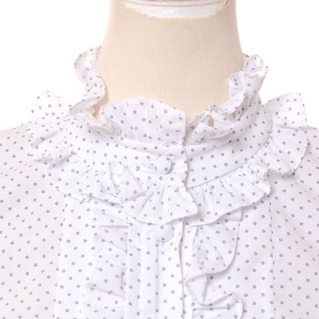 アーデム ERDEM スタンドフリルブラウス コットンポリエステル ホワイトプリント
