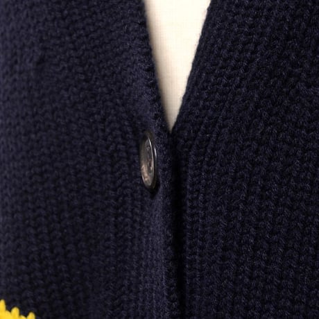 インポートブランド import brand マーロ malo Vネック刺繍カーディガン カシミア ネイビー