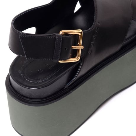 マルニ Marni ウェッジウッドサンダル カーフスキン ブラック