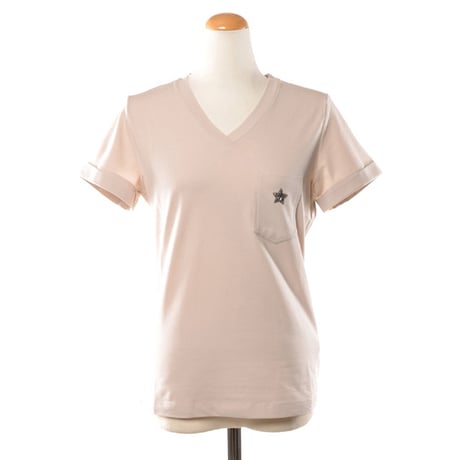インポートブランド import brand ロレーナアントニアッツィ Vネックポケット付きTシヤツ コットンストレッチ ベージュ