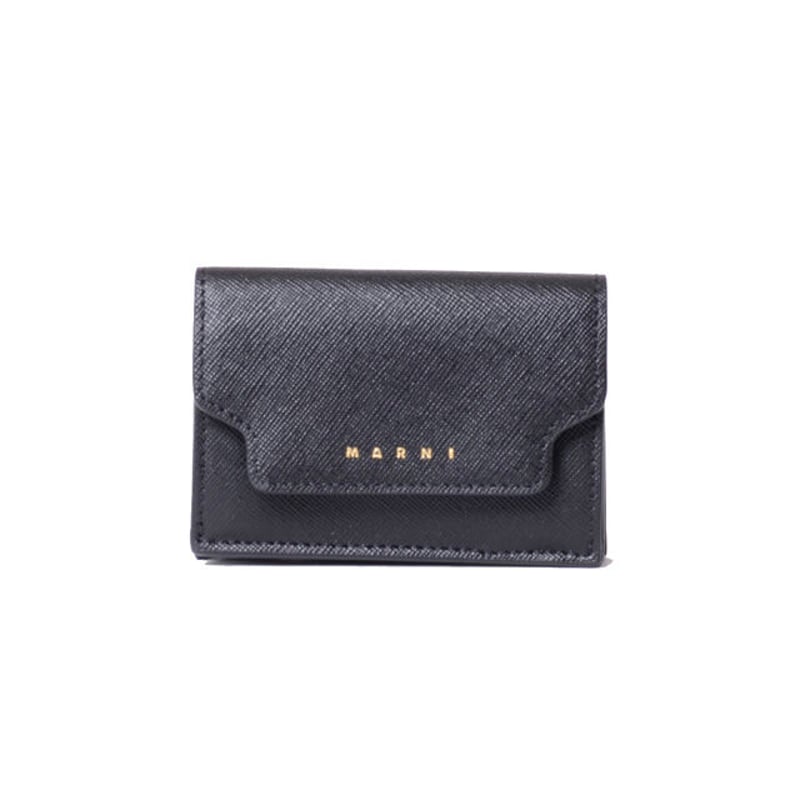 【新品未使用】MARNIマルニ 三つ折り財布 ブラック サフィアーノレザー財布