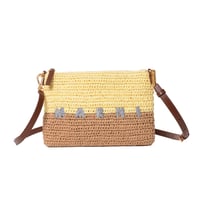 マルニ Marni Seaside ポーチ ペーパーラフィア製 イエロー＆ブラウン 正規取扱