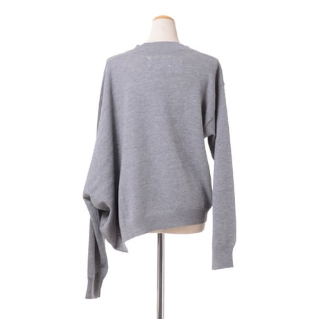 メゾン マルジェラ Maison Margiela ショート丈Vネック変形セーター ウールカシミア ライトグレー