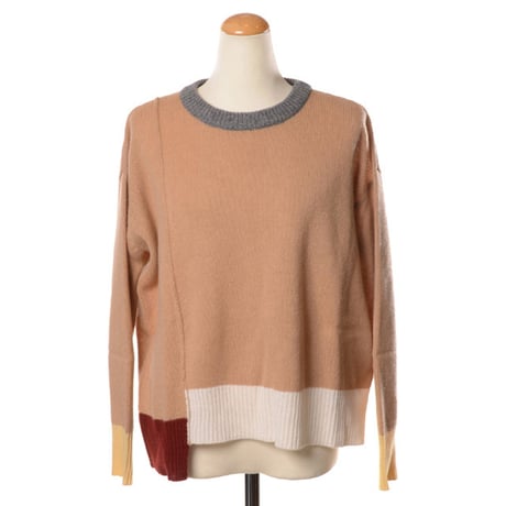 マルニ Marni カラーブロッククルーネックセーター カシミヤ キャメルマルチ