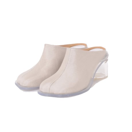 エムエムシックス メゾンマルジェラ MM6 MAISON MARGIELA スリッポンミュール ナイロンやレザー ライトグレー