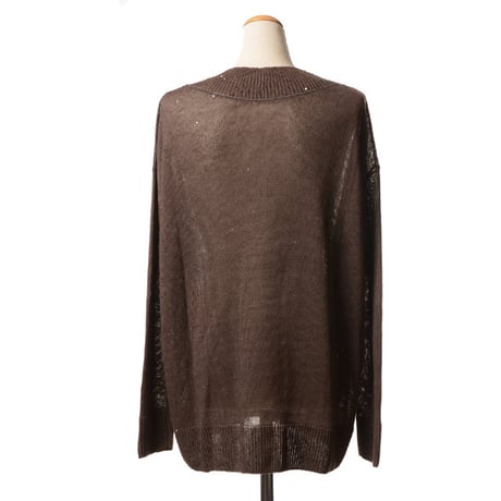 ブルネロクチネリ Brunello Cucinelli Vネックセーター リネンシルク ダークブラウン
