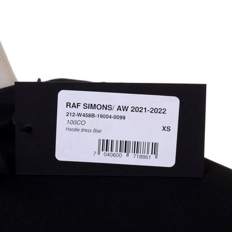 ラフシモンズ RAF SIMONS フーディードレス 裏起毛コットン ブラック