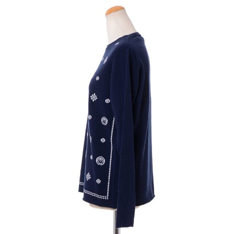クイーンアンドベル queene and belle Bandanaセーター カシミア ネイビー