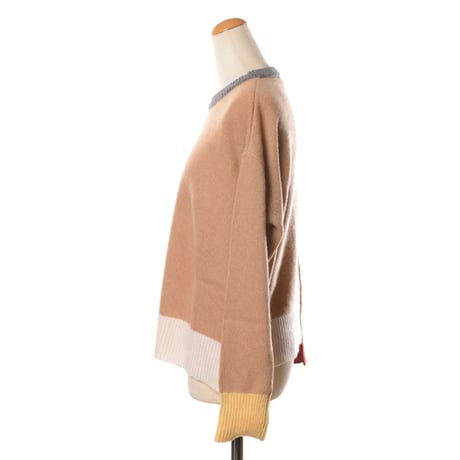 マルニ Marni カラーブロッククルーネックセーター カシミヤ キャメルマルチ