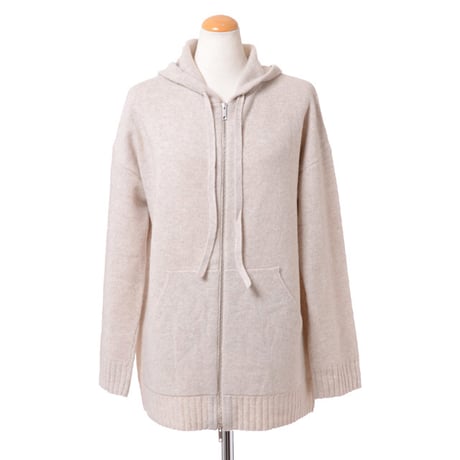 プリングル PRINGLE OF SCOTLAND オーバーサイズダブルジップアップフーデッドパーカー ウールカシミア オートミール