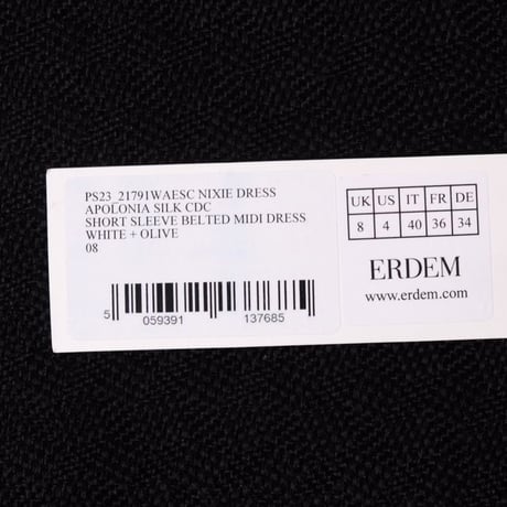 アーデム ERDEM ケープ袖ワンピース シルククレープ ホワイトオリーブプリント