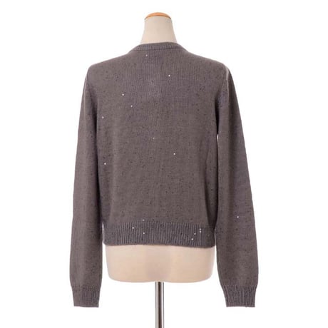 ブルネロクチネリ Brunello Cucinelli 丸襟カーディガン カシミアシルク ブラウングレー