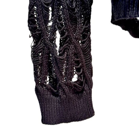 アンドゥムルメステール ann demeulemeester カルロスダイヤモンドカットセーター コットンウール ブラック 正規取扱
