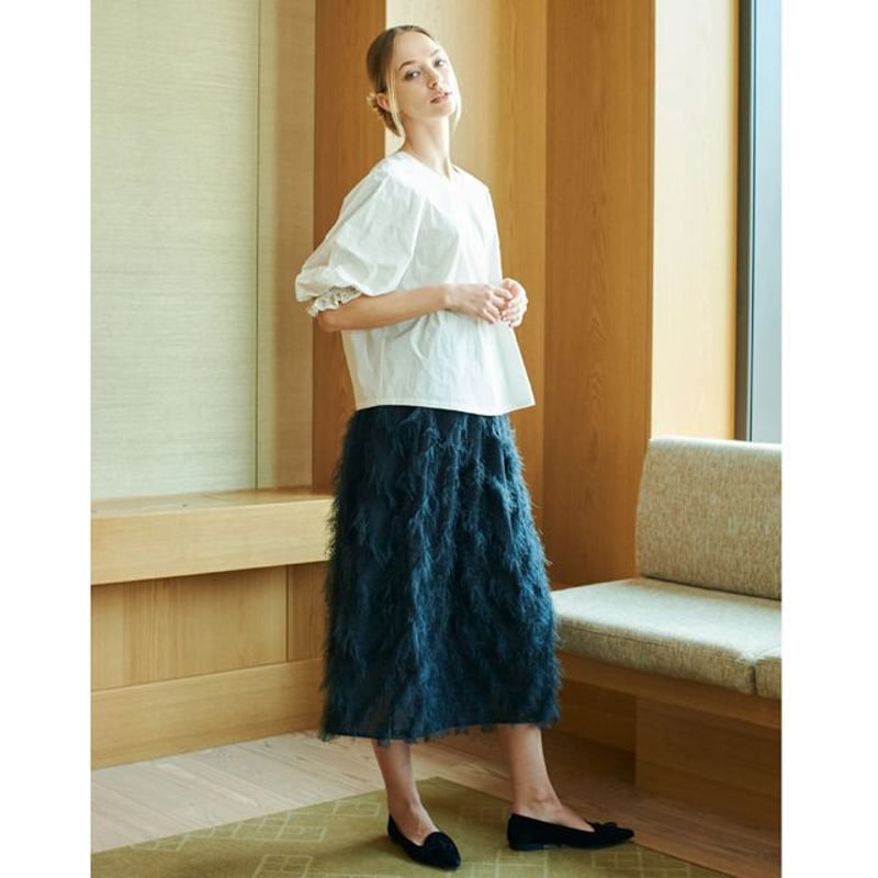 テン ten. フレアースカート リアルファー ブラック | YOKOAUNTY 