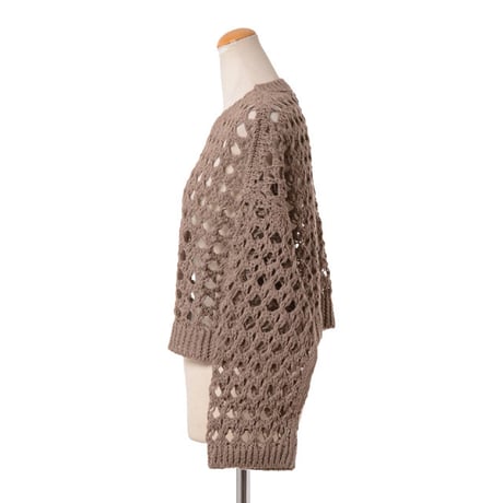 ブルネロクチネリ Brunello Cucinelli メッシュ七分袖セーター リネンコットン ブラウン