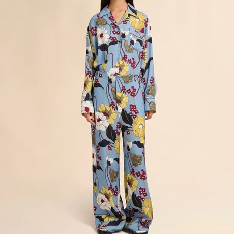 マルニ Marni フラワープリントパンツ エンヴァースサテン ブループリント 正規取扱