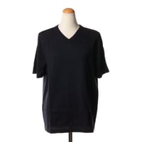 エクストリームカシミヤ extreme cashmere x cleanVネック半袖カットソー コットンカシミヤ ネイビー