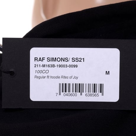 ラフシモンズ RAF SIMONS レギュラーフィットフーディ・パーカー コットン ブラック
